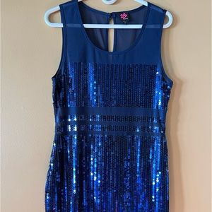 Blue sequin fitted mini dress. Excellent condition. Smoke and pet free
